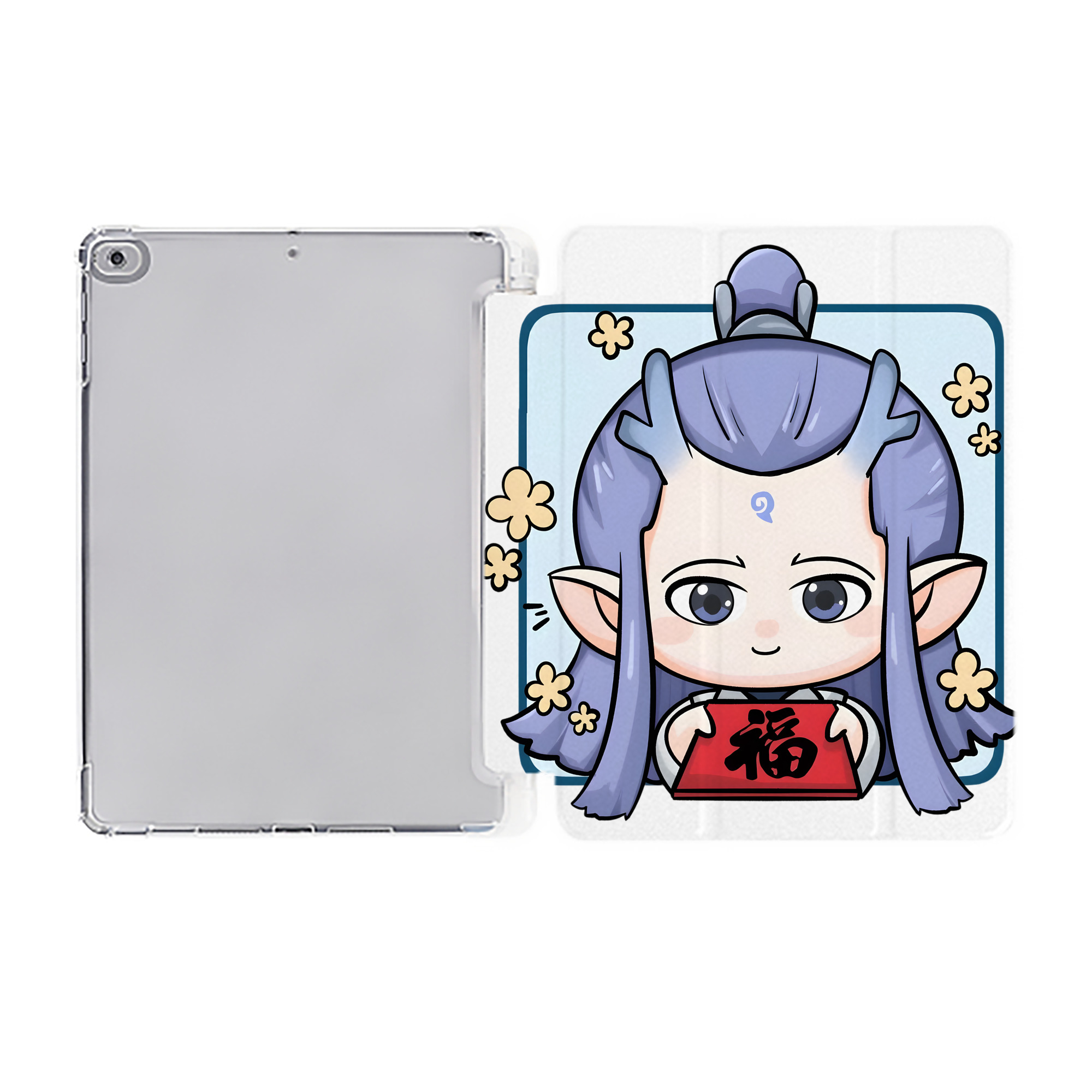 Ne Zha 2 ナタ 魔童の大暴れ IPad ケース ペン収納付き 三つ折りスタンド PUレザー×シリコン 対応機種9.5/10.5/10.9インチ
